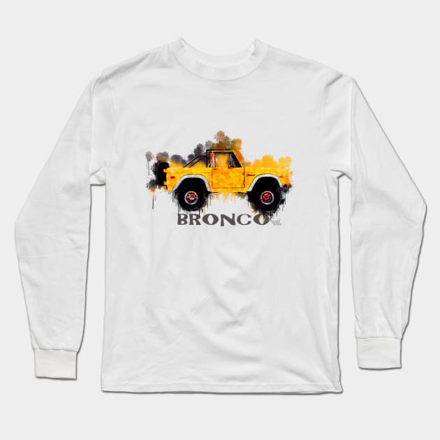 Ford Bronco Splash Yellow Long Sleeve T-Shirt by AaaahEeeekStudio